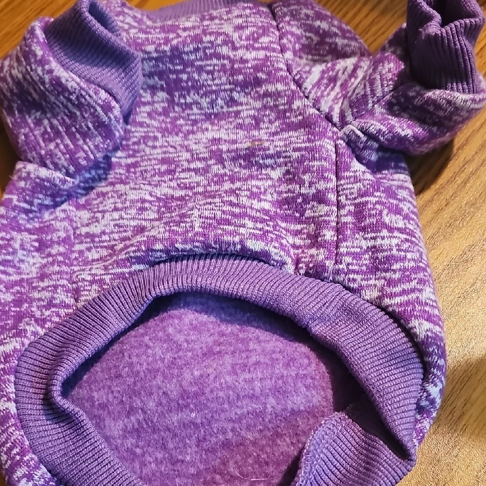 Classic Purple Knit Fleece Lined Pet   Sweater Size SMALL